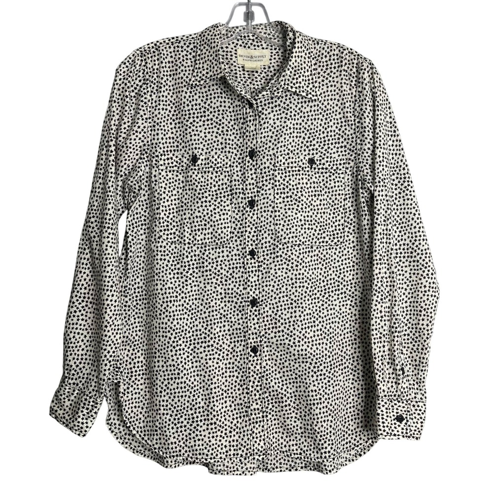 Denim & Supply Ralph Lauren Button Front Shirt Womens S Star Print Western